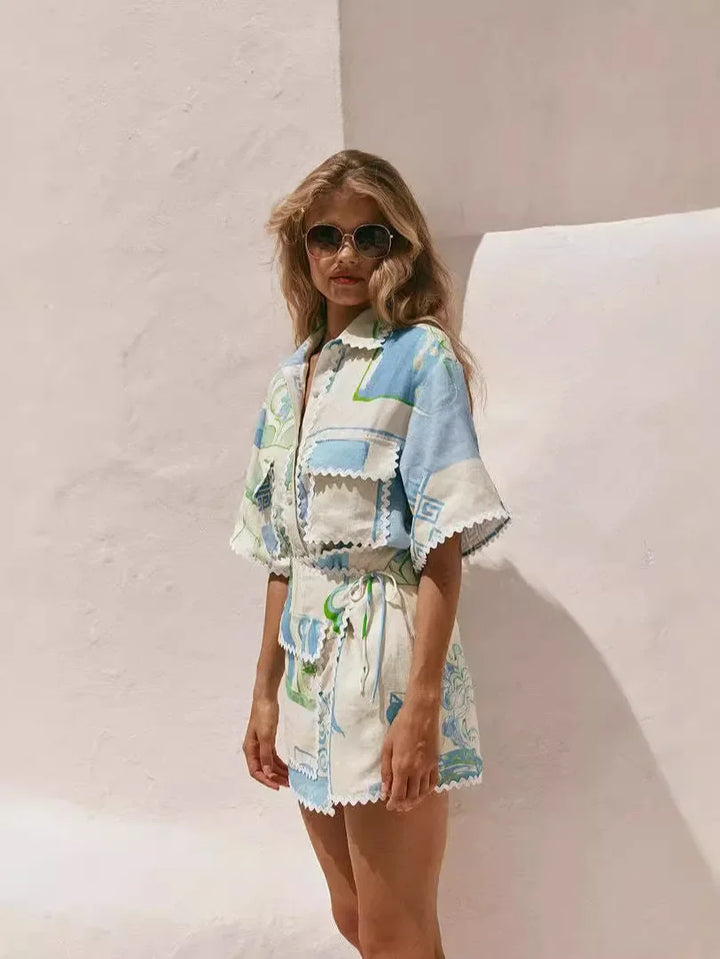 Sophia™ - Chic Vintage Tops and Mini Skirts Set