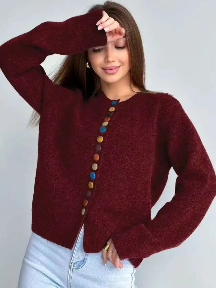 ELLE | BUTTON-ACCENT CARDIGAN