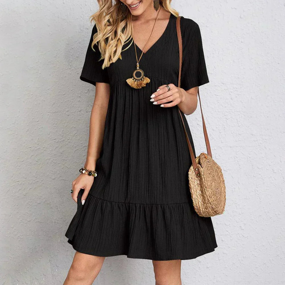 Hadley - Boho Chic Ruffle Hem Mini Dress