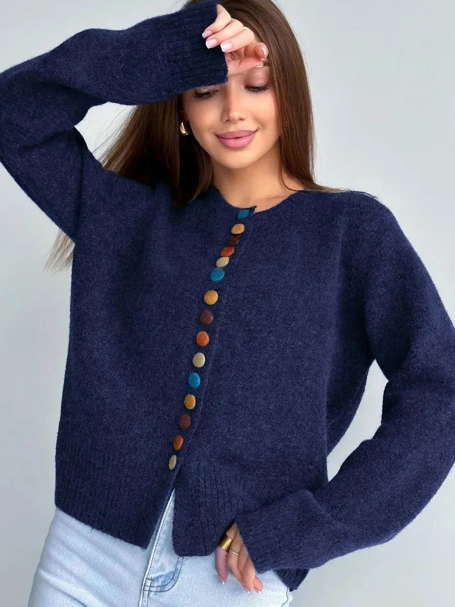 ELLE | BUTTON-ACCENT CARDIGAN