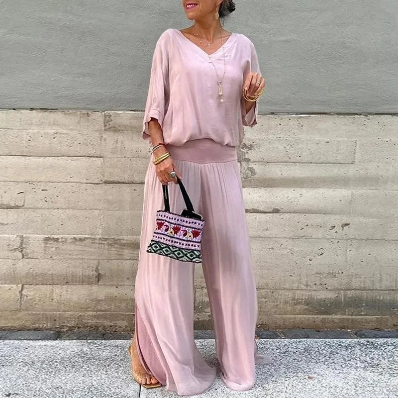 Ella™ - Chic Chiffon Top & Pants Two-Piece Set