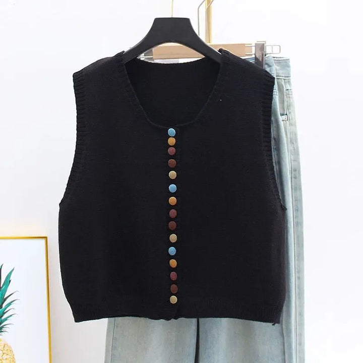 ELLE | COLOR-BUTTON KNIT VEST