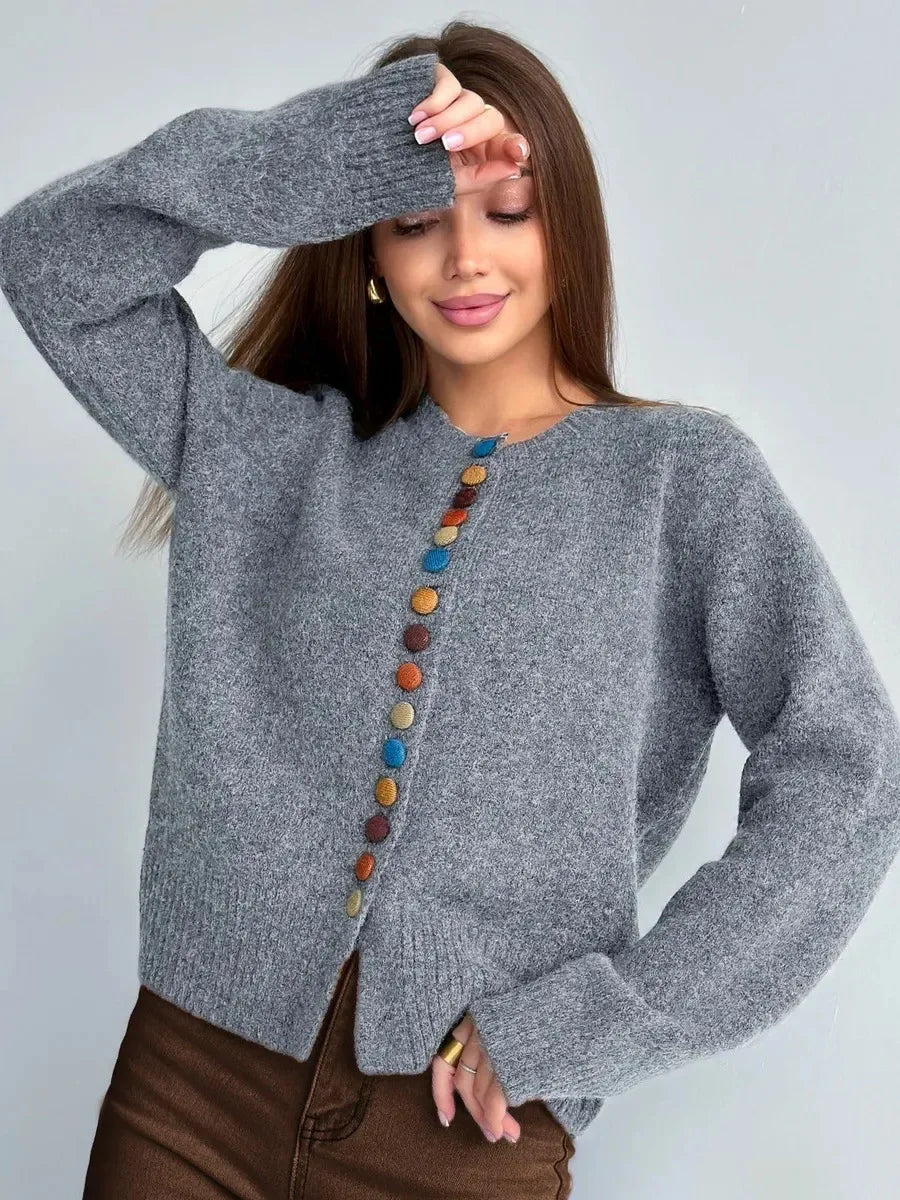 ELLE | BUTTON-ACCENT CARDIGAN