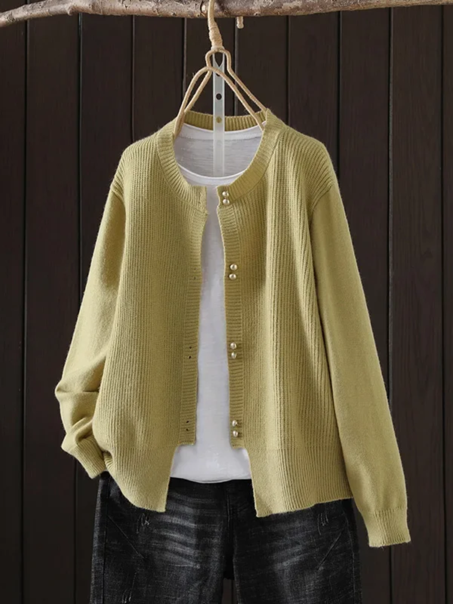 ELLE | PEARL-BUTTON CARDIGAN
