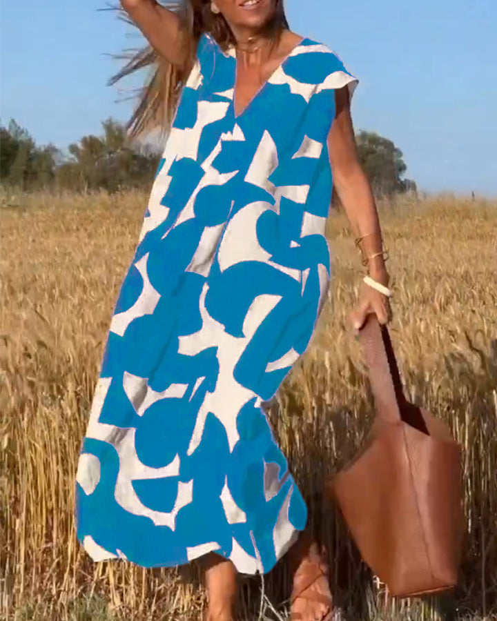 Aria™ - V-neck Floral Print Dress