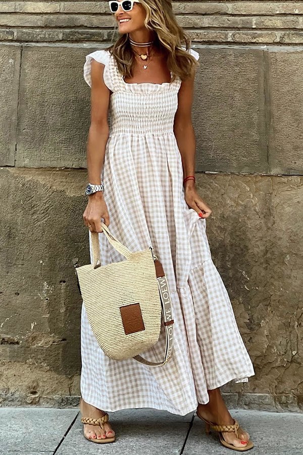 Sophie™ - Chic Plaid Maxi Dress