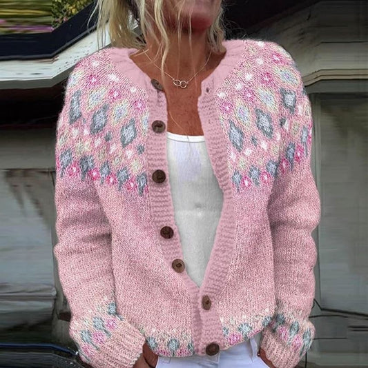 Elle | Pink Cardigan With Print
