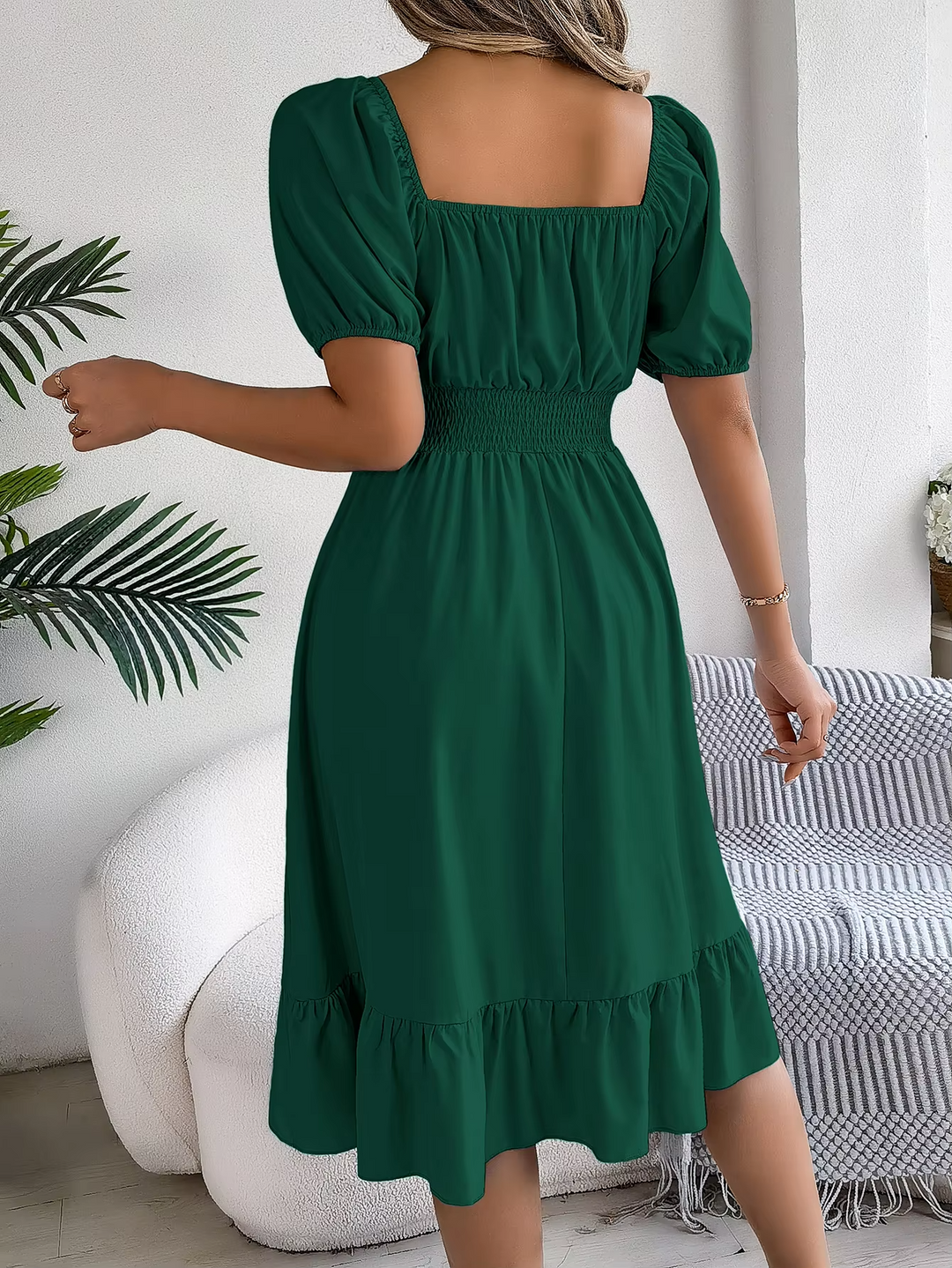 Riley™ - Chic Short Sleeve V-Neck Linen Dress