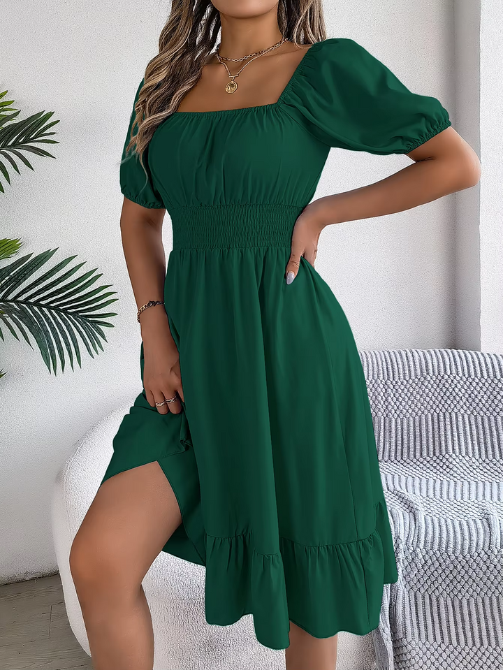 Riley™ - Chic Short Sleeve V-Neck Linen Dress