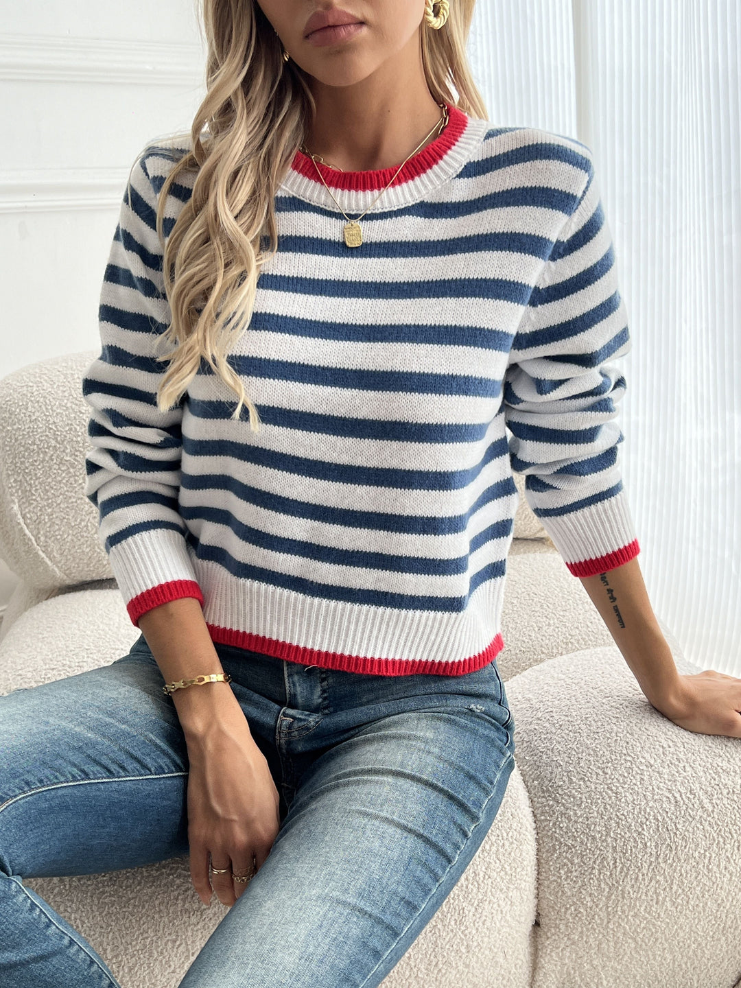 Mary | Striped Crewneck Casual Sweater