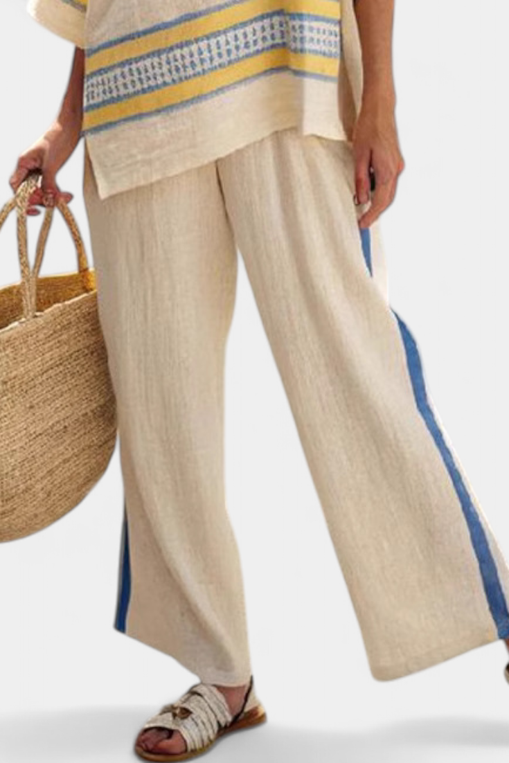 Daisy Two-Piece Mediterranean Set with Contrast Details