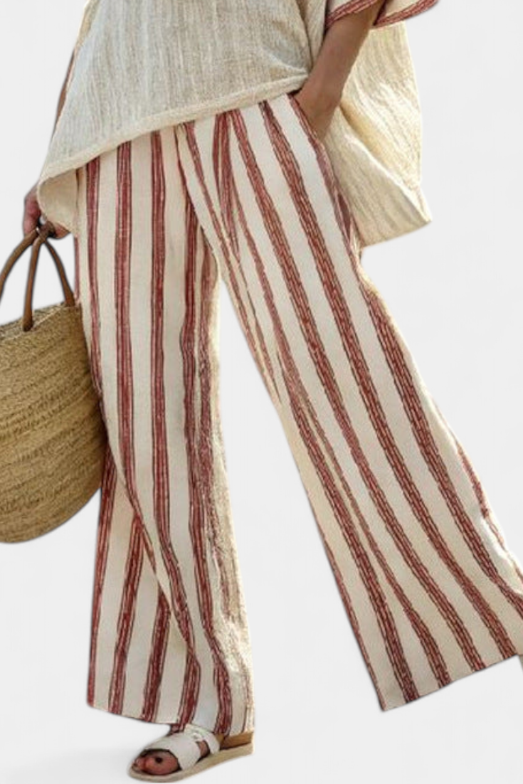 Daisy Rustic Stripe Set in Red and Cream