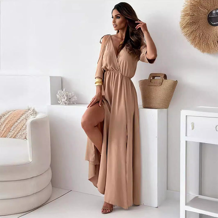 Avery™ - Chic V-Neck Dress with Side Slit